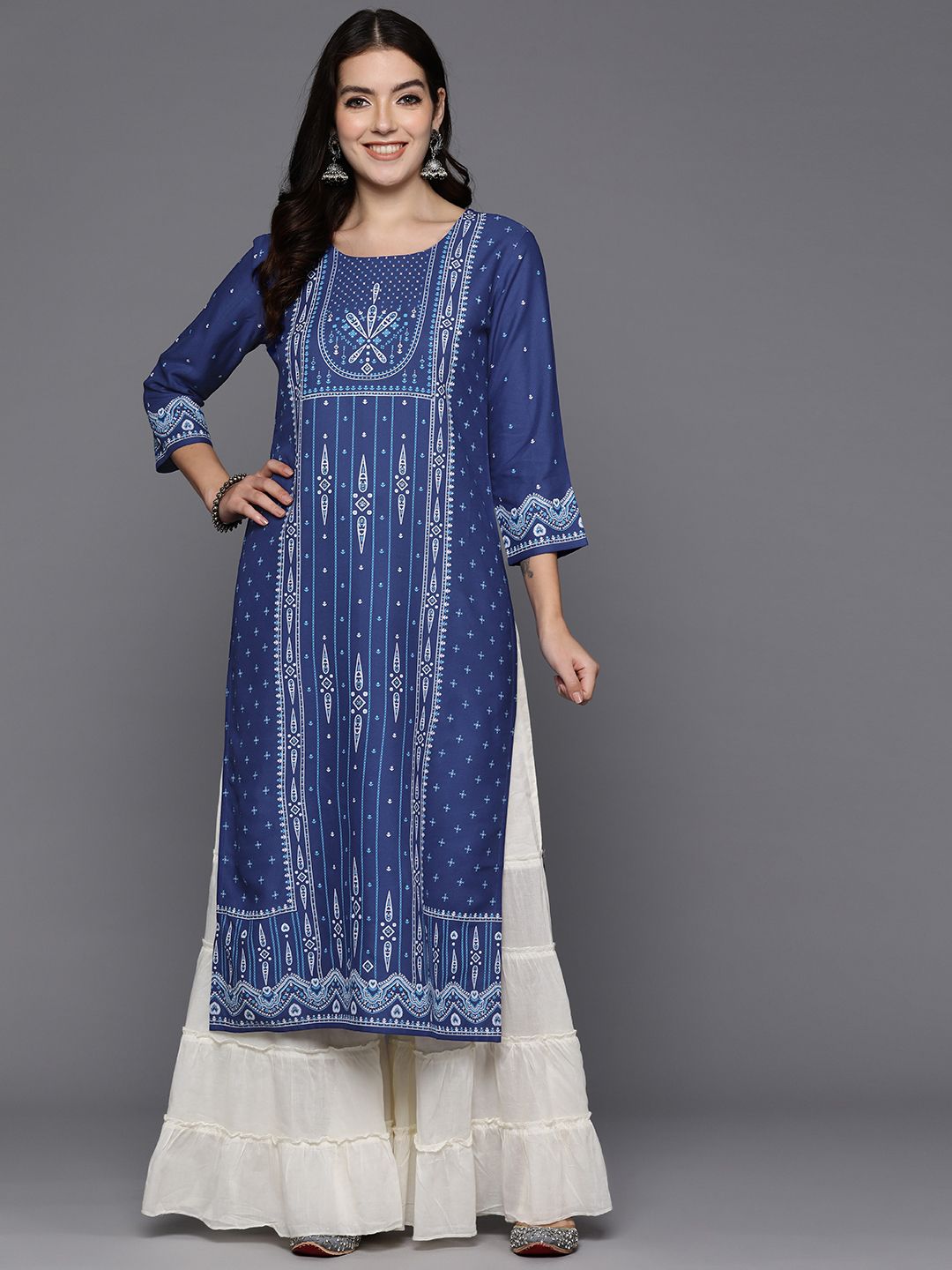 Indyancart IE Pack of 2 Ethnic Motifs Printed Kurta