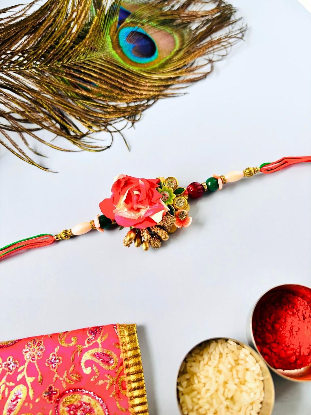 Anouk Set of 2 Floral Handmade Rakhi Set