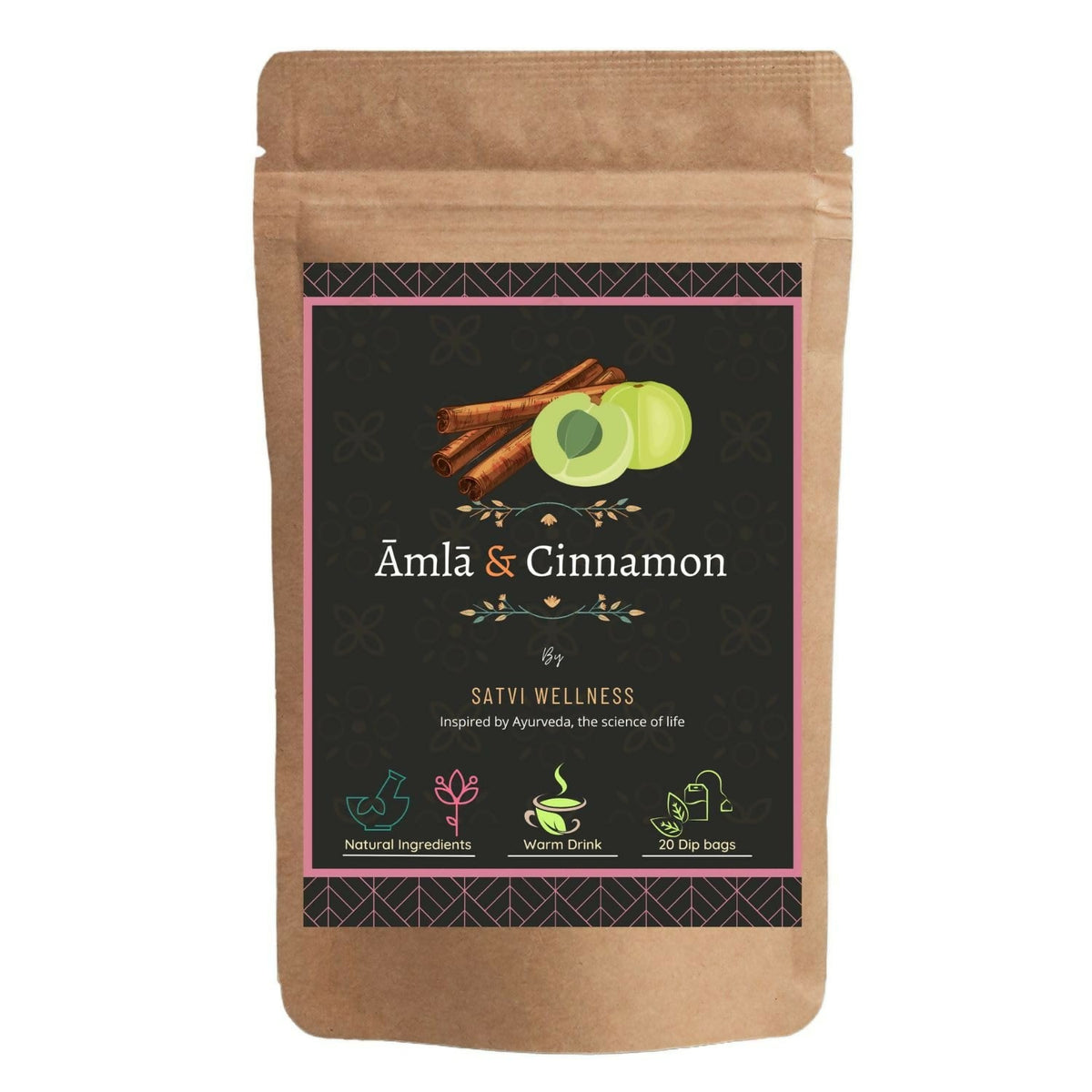 Satvi Wellness Amla Cinnamon Tea | Blend Of Amla And Cinnamon Tea Bags| Blend Of Indian Gooseberry And Cinnamon | Herbal Tea