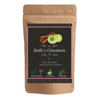 Satvi Wellness Amla Cinnamon Tea | Blend Of Amla And Cinnamon Tea Bags| Blend Of Indian Gooseberry And Cinnamon | Herbal Tea