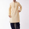 Men's Beige Silk Blend Straight Kurta and Dhoti Set