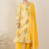 Dhiyona IE Women Floral Printed Cotton Kurta with Trousers & Dupatta
