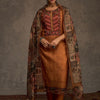 Dhiyona IE Ethnic Motifs Yoke Design Sequinned Chanderi Cotton Kurta With Trousers & Dupatta
