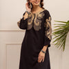 Indyancart IE Embroidered Round Neck Three Fourth Sleeve Tunic With Trouser Co-Ords