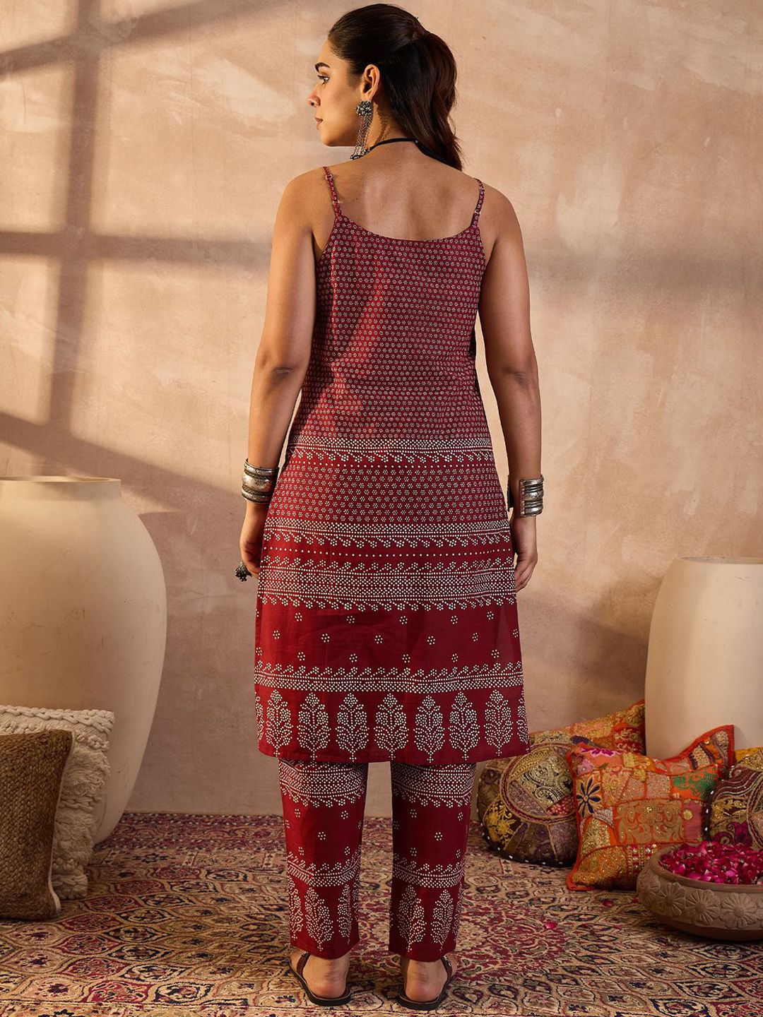 Indyancart IE Printed Pure Cotton Tunic With Trousers