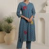 Dhiyona IE Women Floral Embroidered Regular Thread Work Pure Cotton Kurta with Trousers