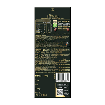 Cadbury Bournville Cranberry dark chocolate bar with rich dark chocolate and visible cranberry pieces.