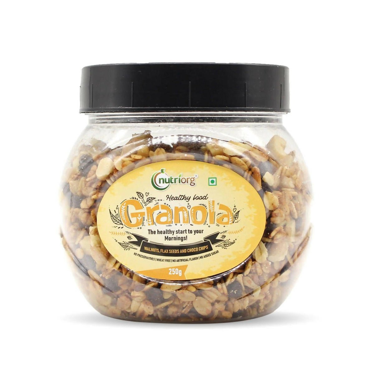 Nutriorg Crunchy Granola Walnut, Flaxseeds & Choco Chips Flavor