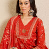 Dhiyona IE Women Ethnic Motifs Printed Regular Thread Work Pure Cotton Kurta with Trousers & With Dupatta