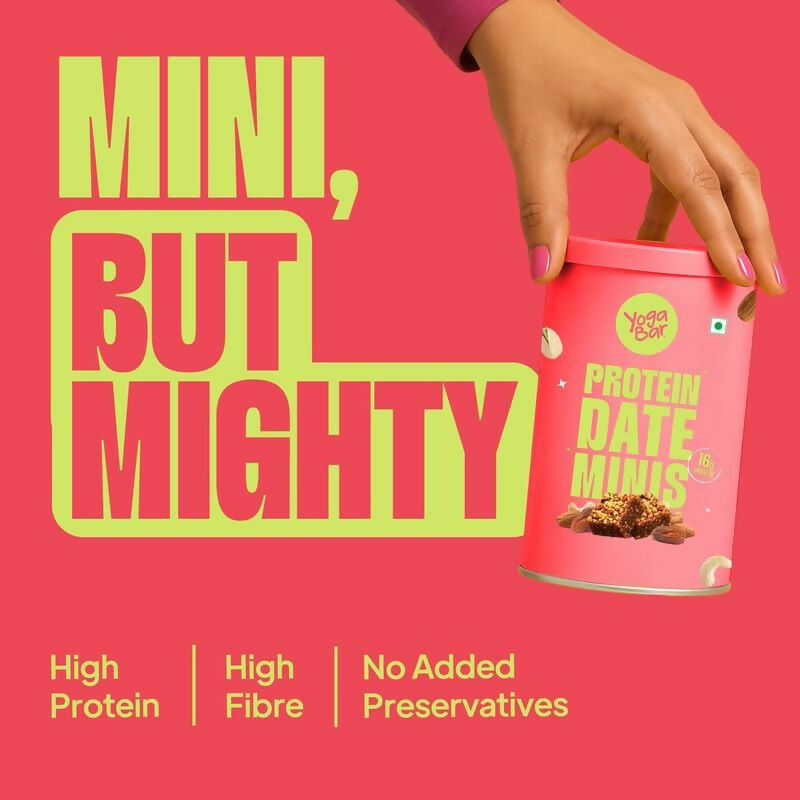 Yoga Bar Protein Date Minis – 16g Protein, No Refined Sugar, Dates & Nuts Snack