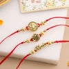 Dhiyona Men Set Of 3 Gold Toned Thread Rakhi With Roli Chawal Chandan Mishri