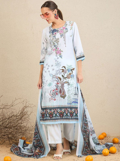 Indyancart IE Ethnic Motifs Printed Kurta With Trousers & Dupatta