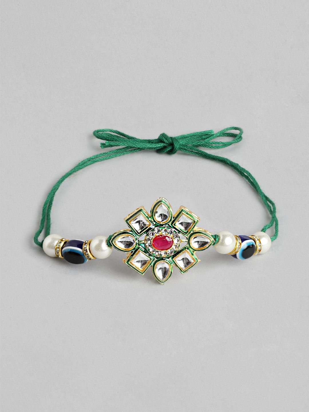 Anouk Unisex Set of 2 Beaded Bhai Bhabhi Rakhis With Roli & Chawal