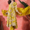 Dhiyona SN Women's Floral Printed With Embroidered Angrakha Kurta With Trousers & Dupatta