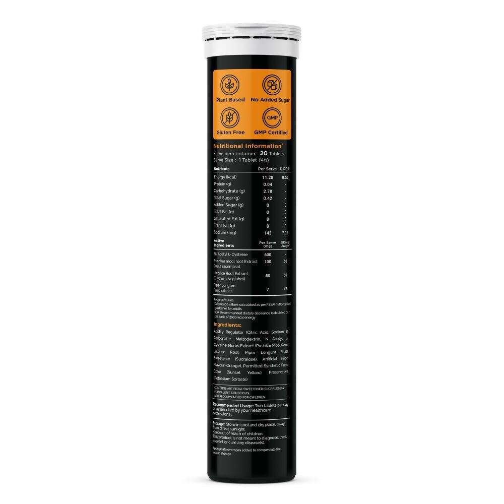 Auric Ayurvedic Lung Detox Effervescent Tablets in a glass with tablets and a natural herbal backdrop
