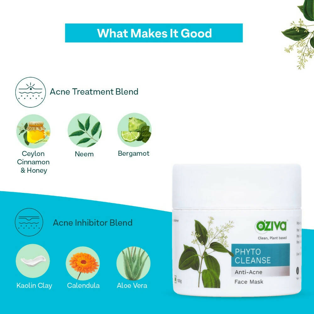 OZiva Phyto Cleanse Anti-Acne Face Mask - Indyancart