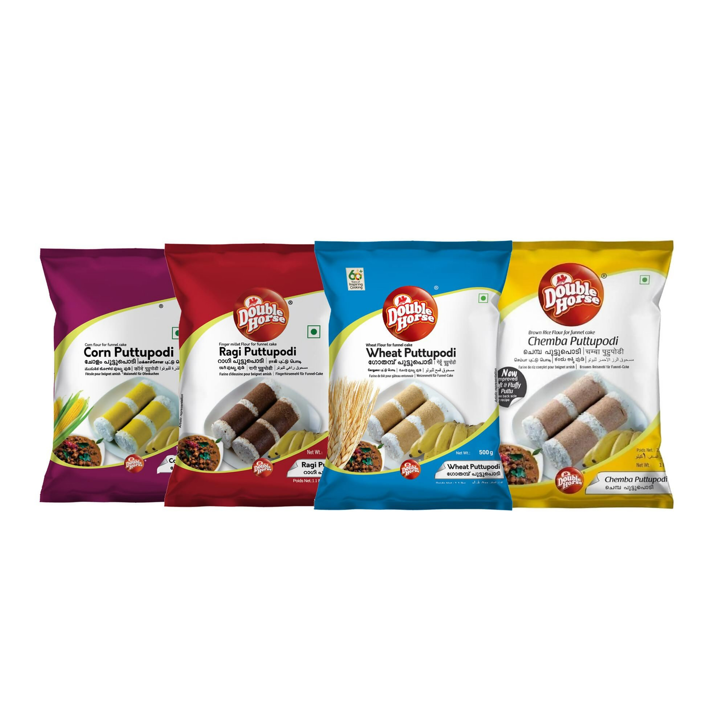 Double Horse Puttu Podi Combo(Corn, Ragi,Wheat And Chemba)