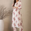 Dhiyona IE Floral Printed Pure Cotton Notch Neck Straight Tunic And Trousers