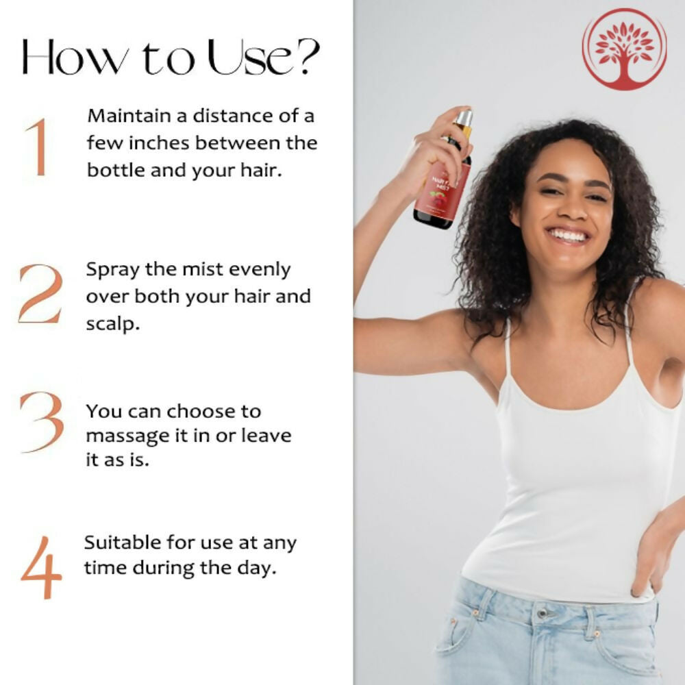 Ivory Natural hair spray bottle with ivory-colored mist for long hair growth, strengthening follicles, and restoring shine.