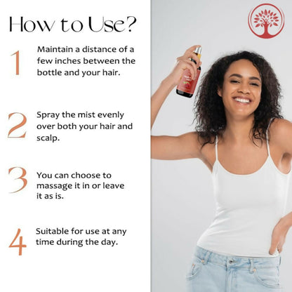 Ivory Natural hair spray bottle with ivory-colored mist for long hair growth, strengthening follicles, and restoring shine.