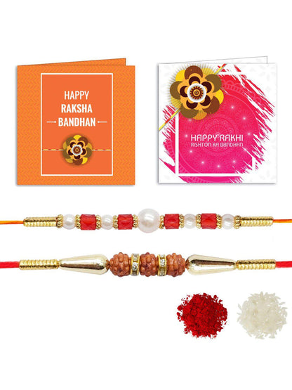 Anouk Set Of 2 Stone Studded Rakhi Greeting Card & Roli Chawal