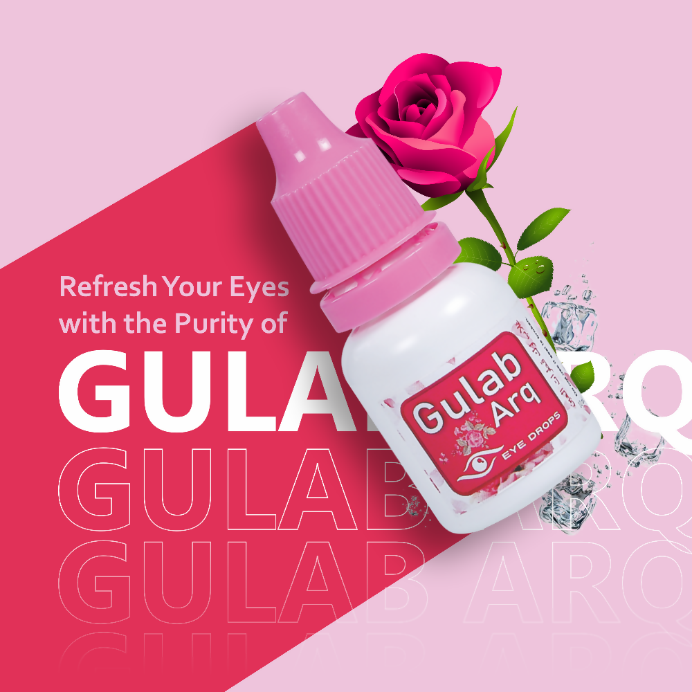 Satya Pharmaceuticals Ayurveda Gulab-Arq eye drops in a clear bottle with a dropper, designed for natural eye wellness.