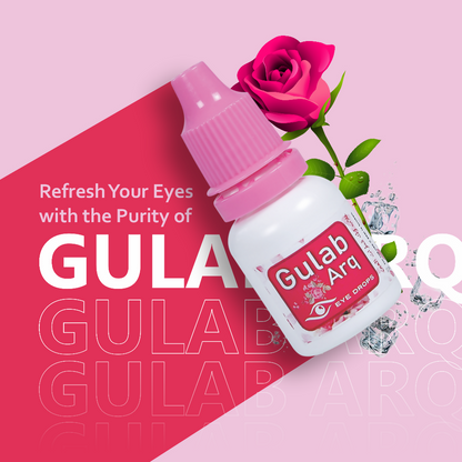 Satya Pharmaceuticals Ayurveda Gulab-Arq eye drops in a clear bottle with a dropper, designed for natural eye wellness.