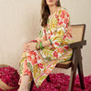 Dhiyona IE Floral Printed Round Neck Three-Quarter Sleeves Top With Trousers