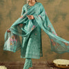 Dhiyona IE Floral Embroidered Thread Work Chanderi Silk Kurta with Trousers & Dupatta