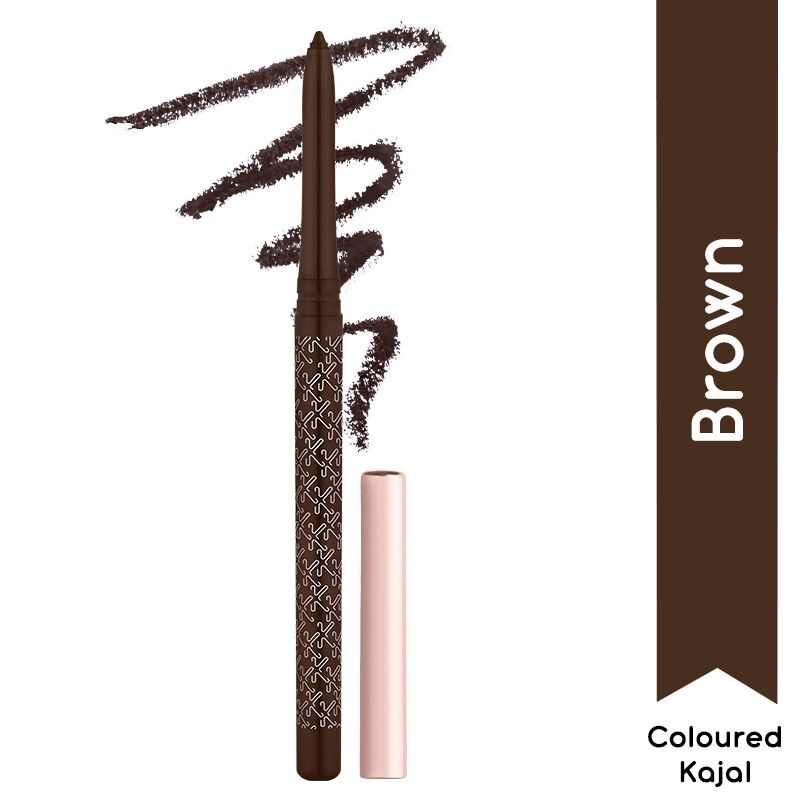 Kay Beauty by Katrina Kaif 24HR coloured matte brown kajal pencil with sharpened tip and smooth application on a white background.