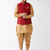 Men's Rose Gold Silk Blend Straight Jacket  Kurta and Dhoti Set