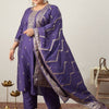 Indyancart Women's Ethnic Motifs Embroidered Regular Kurta with Trousers & With Dupatta