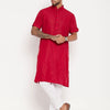 Men's Maroon Cotton Straight Kurta Pyjama Set