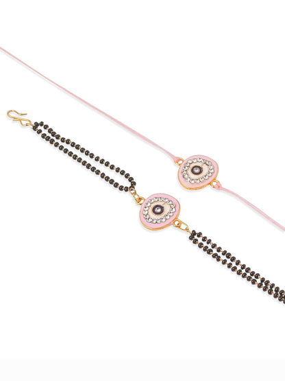 Anouk Stones Studded And Beaded Bhaiya Bhabhi Rakhis With Roli Chawal