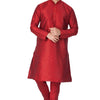 Men's Maroon Silk Blend Straight Kurta Pyjama Set