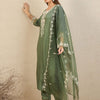 Indyancart IE Floral Embroidered Straight Kurta With Trousers & Dupatta