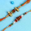Dhiyona Set Of 2 Small Bells & Rudaraksh Rakhi Comes With Roli Rice & Greeting Card