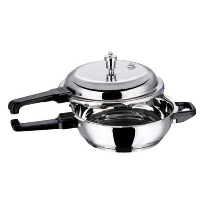 Vinod 18/8 Stainless Steel Outer Lid Sandwich Bottom Deep Pan Pressure Cooker