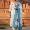 Dhiyona IE Women Embroidered Thread Work Pure Cotton Kurta with Trousers & With Dupatta