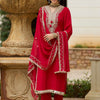 Dhiyona IE Ethnic Motifs Embroidered V-Neck Mirror Work Kurta With Trousers & Dupatta