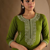 Dhiyona IE Women Embroidered Round Neck Straight Co-Ords Set
