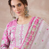 Dhiyona IE Women Floral Printed Regular Thread Work Pure Cotton Kurta with Trousers & With Dupatta