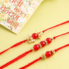 Dhiyona Men Set Of 3 Red Artificial Beads & Pearls Thread Rakhi