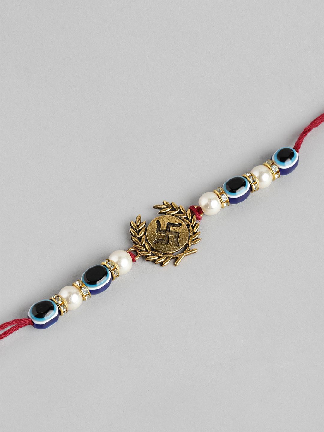 Anouk Unisex Set of 2 Beaded Bhai Bhabhi Rakhis With Roli & Chawal
