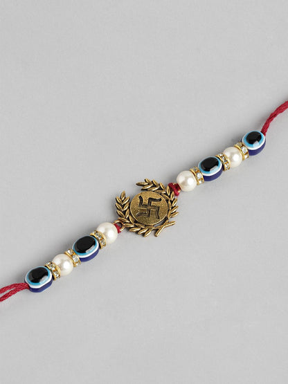 Anouk Unisex Set of 2 Beaded Bhai Bhabhi Rakhis With Roli & Chawal