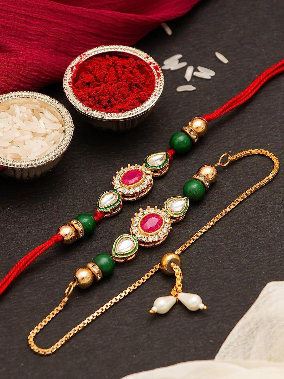 Anouk Set Of 2 Artificial Beaded Thread Rakhis