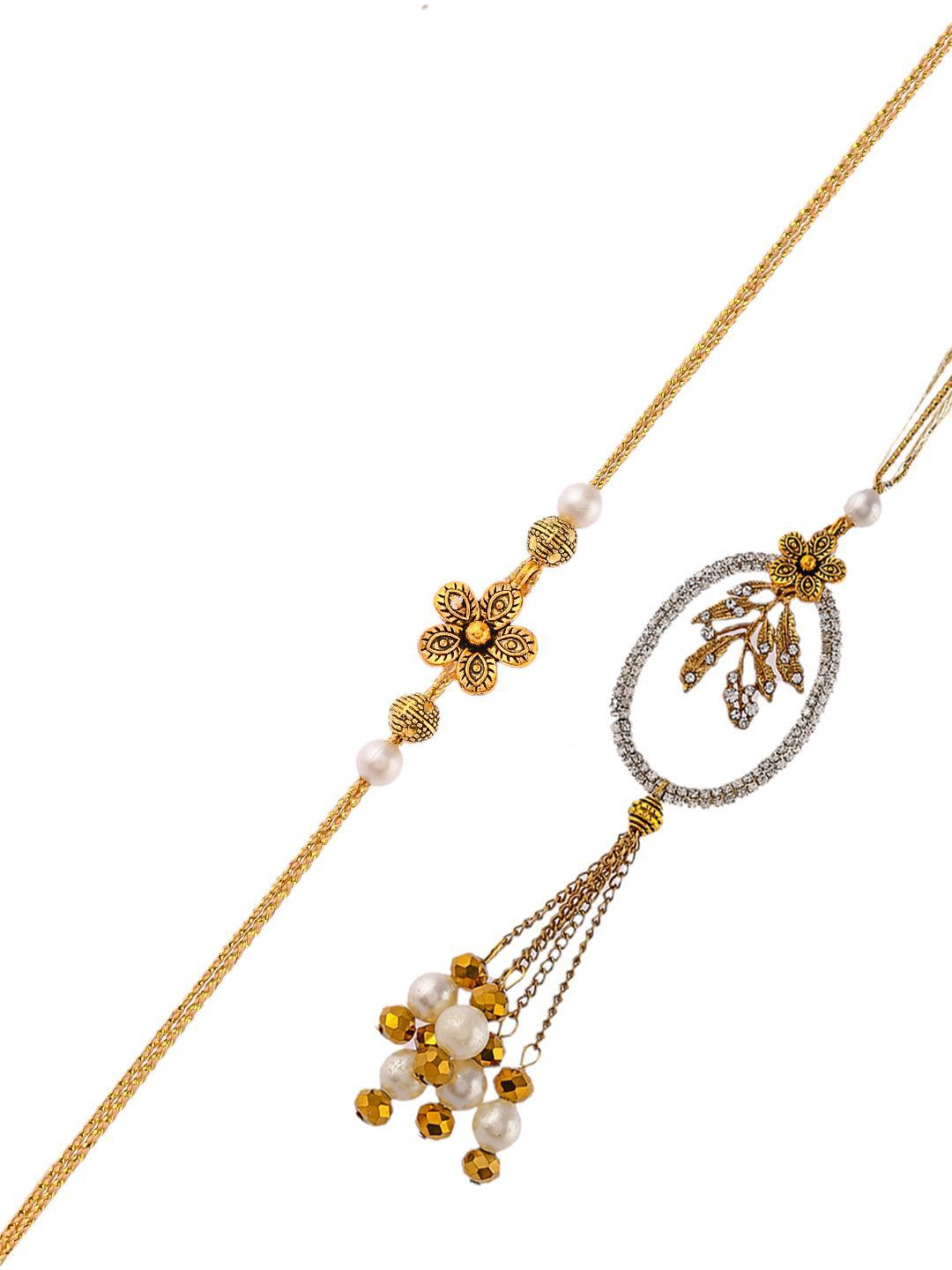 Anouk Embellished Bhaiya Bhabhi Rakhi With Roli Chawal & Greeting Card