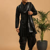Men's Black Viscose Straight Kurta and Dhoti Set