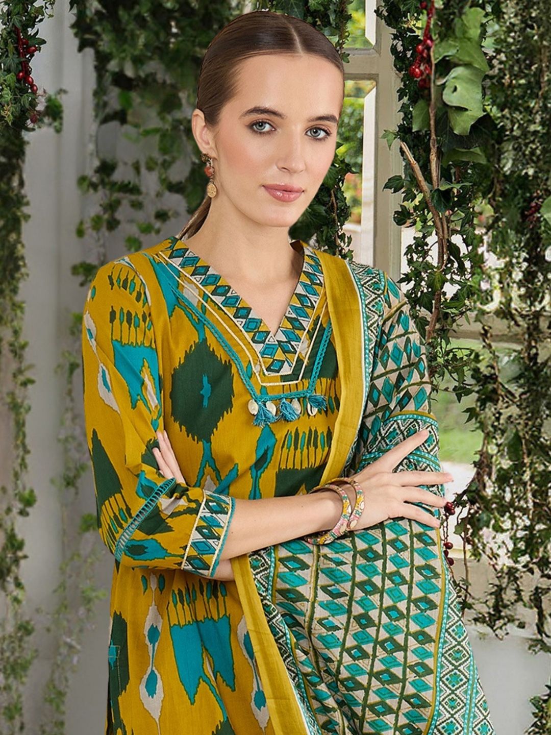 Women Ethnic Motifs Printed Regular Pure Cotton Kurta with Salwar & With Dupatta