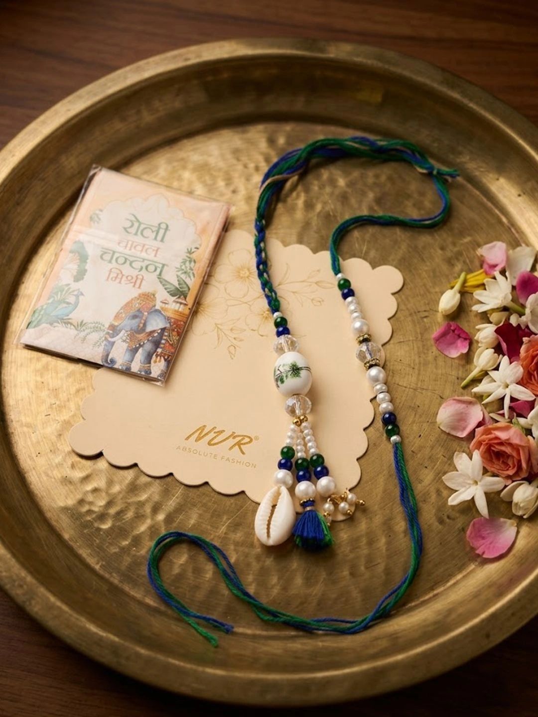 Anouk Set Of 2 Traditional Bhaiya Bhabhi Rakhi With Roli Chawal Chandan Mishri